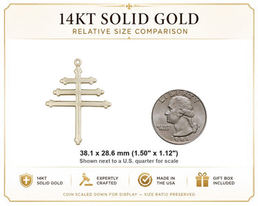 Large 14kt Solid Gold Maronite Cross Medal | 1 1/2" x 1 1/8" | Handcrafted USA by Bliss