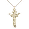 Gold Filled Large Trinity Crucifix Necklace 1 3/8 x 7/8 inch pendant on 18 inch chain by Bliss