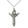 Large Sterling Silver Trinity Crucifix Necklace 1 3/8 x 7/8 inches with 18 inch chain by Bliss Manufacturing