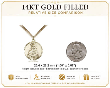 14kt Gold Filled Medium Immaculate Heart of Mary Medal Necklace | 1 x 7/8" Pendant | 24" Chain | USA Made by Bliss