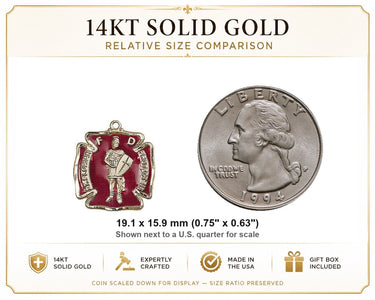 14kt Solid Gold Medium St. Florian Medal Pendant | 3/4" x 5/8" | Handcrafted in USA by Bliss