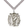 Sterling Silver St. Florian Patron Saint Medal Necklace 3/4 inch by 5/8 inch with 24 inch chain by Bliss Manufacturing