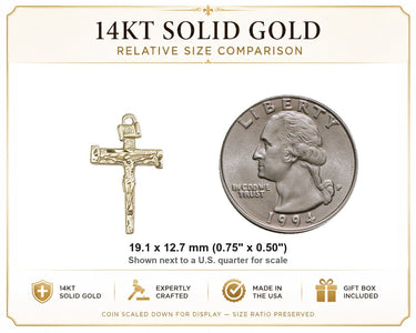 14kt Solid Gold 3/4″ Nail Crucifix Pendant for Women