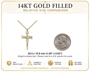 14kt Gold Filled Nail Crucifix Pendant – 18″ Chain