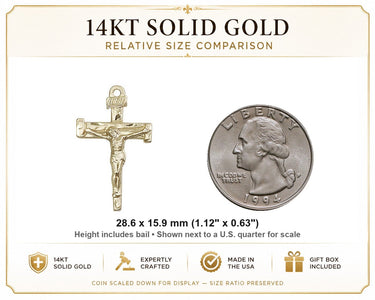 14kt Solid Gold 1 1/8″ Nail Crucifix Pendant for Women