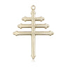 14kt Solid Gold Maronite Cross Pendant 1 x 3/4 inches handcrafted by Bliss Manufacturing