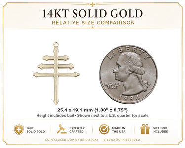 14kt Solid Gold Medium Maronite Cross Pendant | 1 x 3/4 | Handcrafted in USA by Bliss