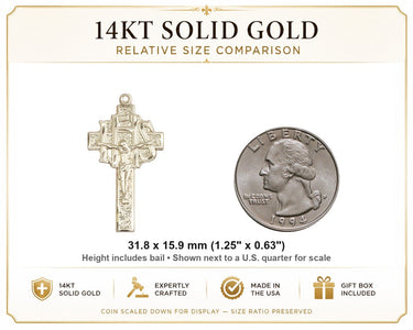 Men's 14kt Solid Gold IHS Crucifix Pendant