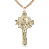 14kt Gold Filled Extra Large Catholic Crucifix Necklace 1-7/8 x 1 inch with 24 inch chain by Bliss