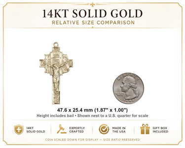 Large 14kt Solid Gold IHS Crucifix Pendant for Men