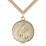 14kt Gold Filled St. Francis of Assisi Patron Saint Medal Necklace 7/8 inch by 3/4 inch with 24 inch chain by Bliss