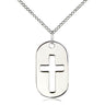 Sterling Silver Cross Dog Tag Necklace 7/8 x 1/2 inch pendant 18 inch chain handmade by Bliss