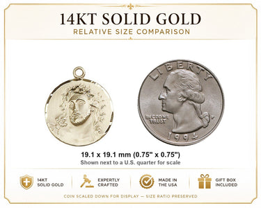 14kt Solid Gold Ecce Homo Medal 3/4 x 3/4 | Pendant Only | Bliss USA