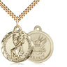 14kt Gold Filled St. Christopher Navy Medal Necklace with 7/8 inch pendant on 24 inch curb chain handcrafted by Bliss Manufacturing
