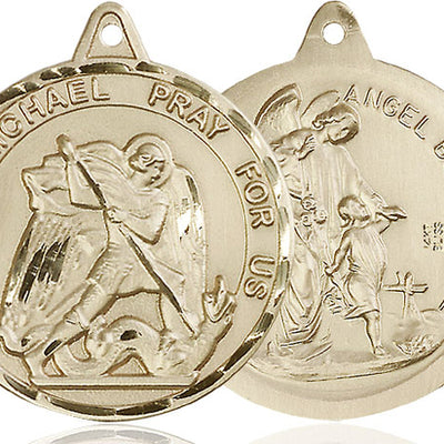 14kt Solid Gold Large St. Michael the Archangel Medal Pendant | 1 3/8 x 1 1/4 | Handcrafted in USA by Bliss
