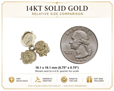 14kt Solid Gold Medium Catholic Rosebud Medal Pendant | 3/4" x 3/4" | Handcrafted in USA by Bliss
