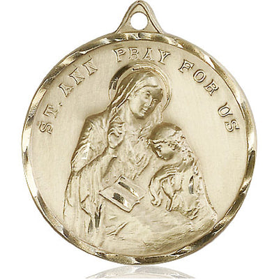 14kt Solid Gold Large St. Ann Patron Saint Medal Pendant | 1 3/8" x 1 1/8" | USA Made by Bliss