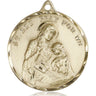 14kt Solid Gold St. Ann Patron Saint Medal Pendant 1 3/8 x 1 1/8 inch Handcrafted by Bliss