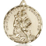 Large 14kt solid gold St. Christopher patron saint medal pendant, 1 3/8 x 1 1/8 inches, handcrafted in USA by Bliss Manufacturing
