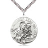 Sterling silver St Anthony patron saint medal necklace with 24 inch curb chain, large 1 3/8 inch pendant, handmade by Bliss Manufacturing USA