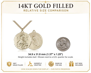 14kt Gold Filled Large Our Lady of Perpetual Help Medal Necklace | 1 3/8" x 1 1/4" | 24" Chain | USA Made by Bliss