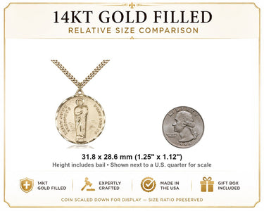 14kt Gold Filled Large St. Jude Patron Saint Medal Necklace | 1 1/4 x 1 1/8 | 24" Chain | Bliss
