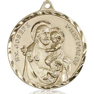 14kt Solid Gold Large St. Joseph Medal Pendant | 1 3/8 x 1 1/8 | Handcrafted in USA by Bliss