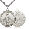 Large Sterling Silver Miraculous Medal Necklace 1 3/8 x 1 1/4 inches with 24 inch chain by Bliss Manufacturing