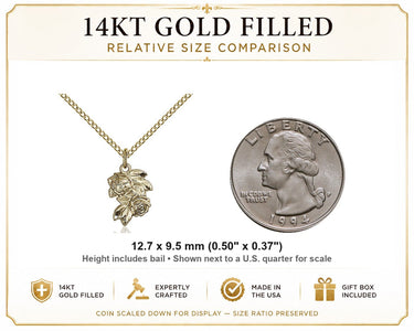 14kt Gold Filled Small Catholic Rose Pendant Necklace | 1/2 x 3/8 | 18" Chain | USA Made by Bliss