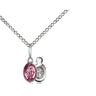 Small sterling silver Miraculous Medal necklace with pink epoxy inlay 1/4x1/8 inch pendant on 18 inch chain by Bliss