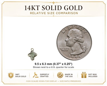 14kt Solid Gold Small Catholic Four-Way Medal Pendant | 3/8" x 1/4" | USA Made by Bliss