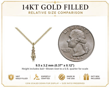 Small Gold Filled Infant of Prague Catholic Necklace | 3/8" x 1/8" Pendant | 18" Chain | USA Made by Bliss