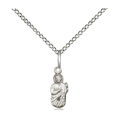 Sterling Silver Small St. Jude Medal Necklace | 3/8" x 1/8" Pendant | 18" Chain | USA Made by Bliss