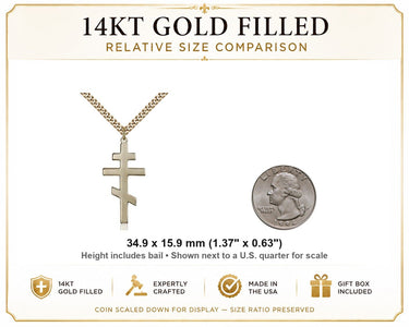 14kt Gold Filled Large St. Andrew Cross Necklace | 1 3/8" x 5/8" Pendant | 24" Chain | USA Made by Bliss
