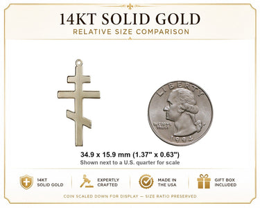 14kt Solid Gold Large St. Andrew Patron Saint Medal Pendant | 1 3/8" x 5/8" | USA Made by Bliss