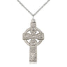 Large sterling silver Kilklispeen Celtic cross necklace 1 3/8 x 5/8 inches with 18 inch chain handcrafted by Bliss USA