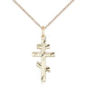 14kt Gold Filled Catholic Cross Necklace 3/4 inch x 3/8 inch with 18 inch chain handcrafted by Bliss Manufacturing USA