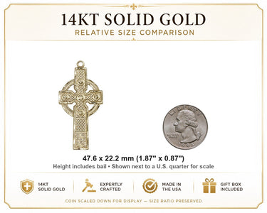 Colgante cruz extragrande de oro macizo de 14 kt | 4,76 x 2,22 cm | Hecho a mano en EE. UU. por Bliss