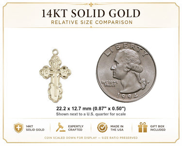 Medalla de Santa Olga de oro macizo de 14 quilates de 2.2 cm x 1.3 cm | Mediana | Hecha en EE. UU. por Bliss