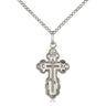 Sterling Silver St. Olga Cross Necklace 7/8 inch pendant on 18 inch curb chain by Bliss Manufacturing