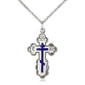 Sterling Silver St. Olga Cross Necklace 1 1/8 inch by 5/8 inch pendant on 18 inch chain by Bliss