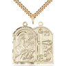 14kt gold filled Mother of God Catholic medal necklace with 1 1/8 inch pendant on 24 inch chain by Bliss