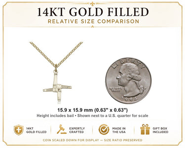 14kt Gold Filled Small St. Brigid Cross Necklace | 5/8" x 5/8" Pendant | 18" Chain | USA Made by Bliss
