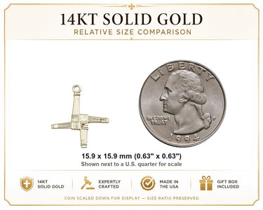 14kt Solid Gold Small St. Brigid Cross Medal Pendant | 5/8" x 5/8" | Handcrafted in USA by Bliss