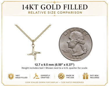 14kt Gold Filled Small St. Brigid Patron Saint Medal Necklace | 1/2" x 3/8" | 18" Chain | USA Made by Bliss