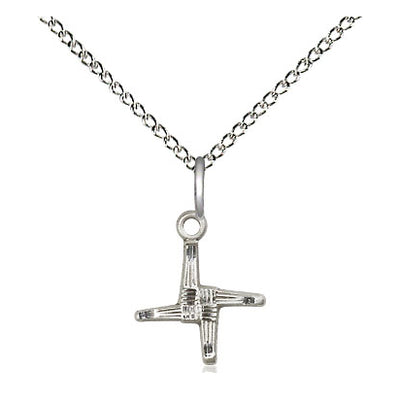 Sterling Silver Small St. Brigid Patron Saint Medal Necklace | 1/2" x 3/8" | 18" Chain | USA Made by Bliss