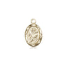 Small 14kt solid gold St. Christopher patron saint medal pendant, 1/2 x 1/4 inch, handcrafted in USA by Bliss Manufacturing