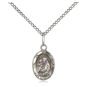 Collar de Plata de Ley con Medalla Pequeña de San Antonio Patrón | 1/2 x 1/4 | Cadena de 18