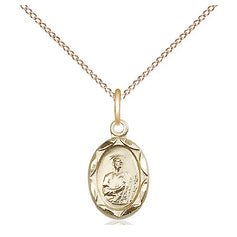 14kt gold filled St. Jude patron saint medal necklace, small 1/2 x 1/4 pendant with 18 inch chain, handcrafted by Bliss