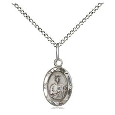 Sterling silver St. Jude patron saint medal necklace, small 1/2 x 1/4 pendant with 18 inch chain, handcrafted by Bliss